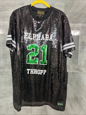 NEW Elphaba Sequin Jersey Top in Black & Green